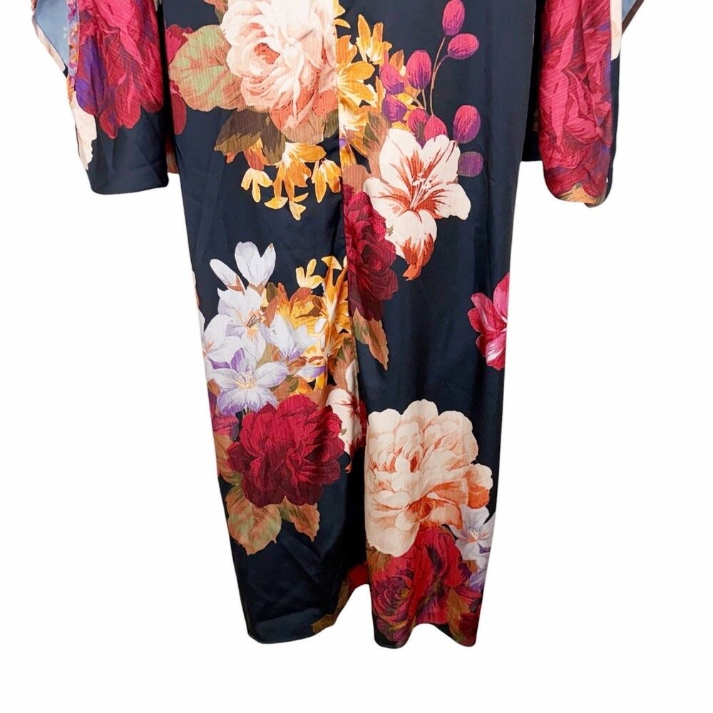 Wayward Fancies Custom Plus Size 3X-4X Floral Dress Kaftan Navy Multicolor Roses - Picture 8 of 11
